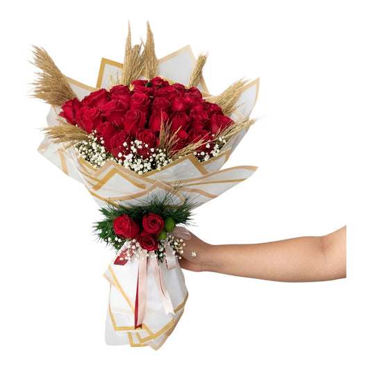 Vuslat — Kırmızı Gül & Pampas Buketi